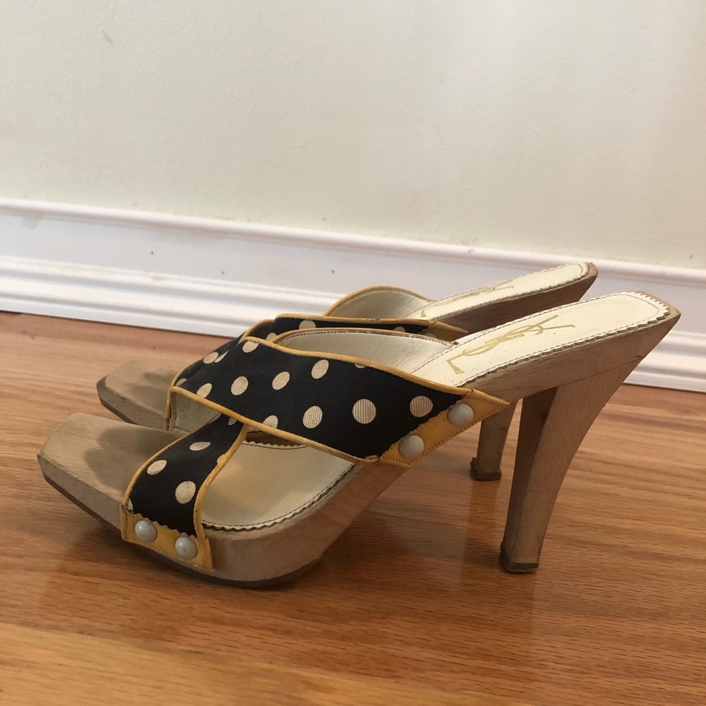 YSL wooden sandal pumps.